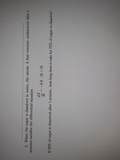 Solved 2. When the sugar is dissolved in water, the amont A | Chegg.com