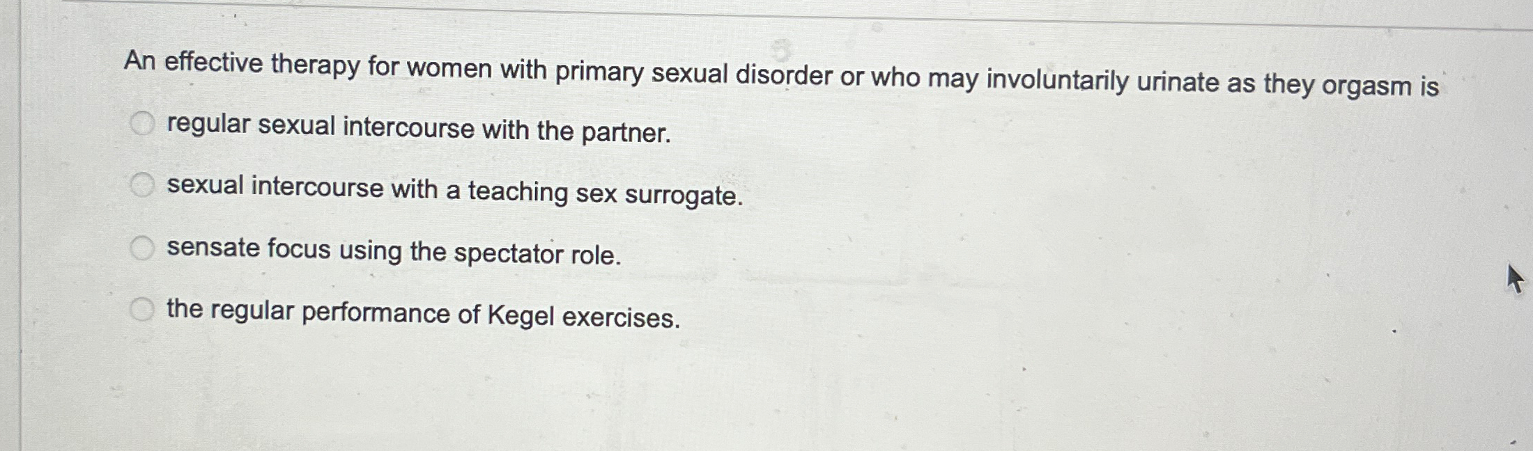 Solved An effective therapy for women with primary sexual | Chegg.com