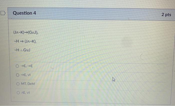 Solved Question 4 2 Pts Ja K Gj H Ja K H Gvj Chegg Com