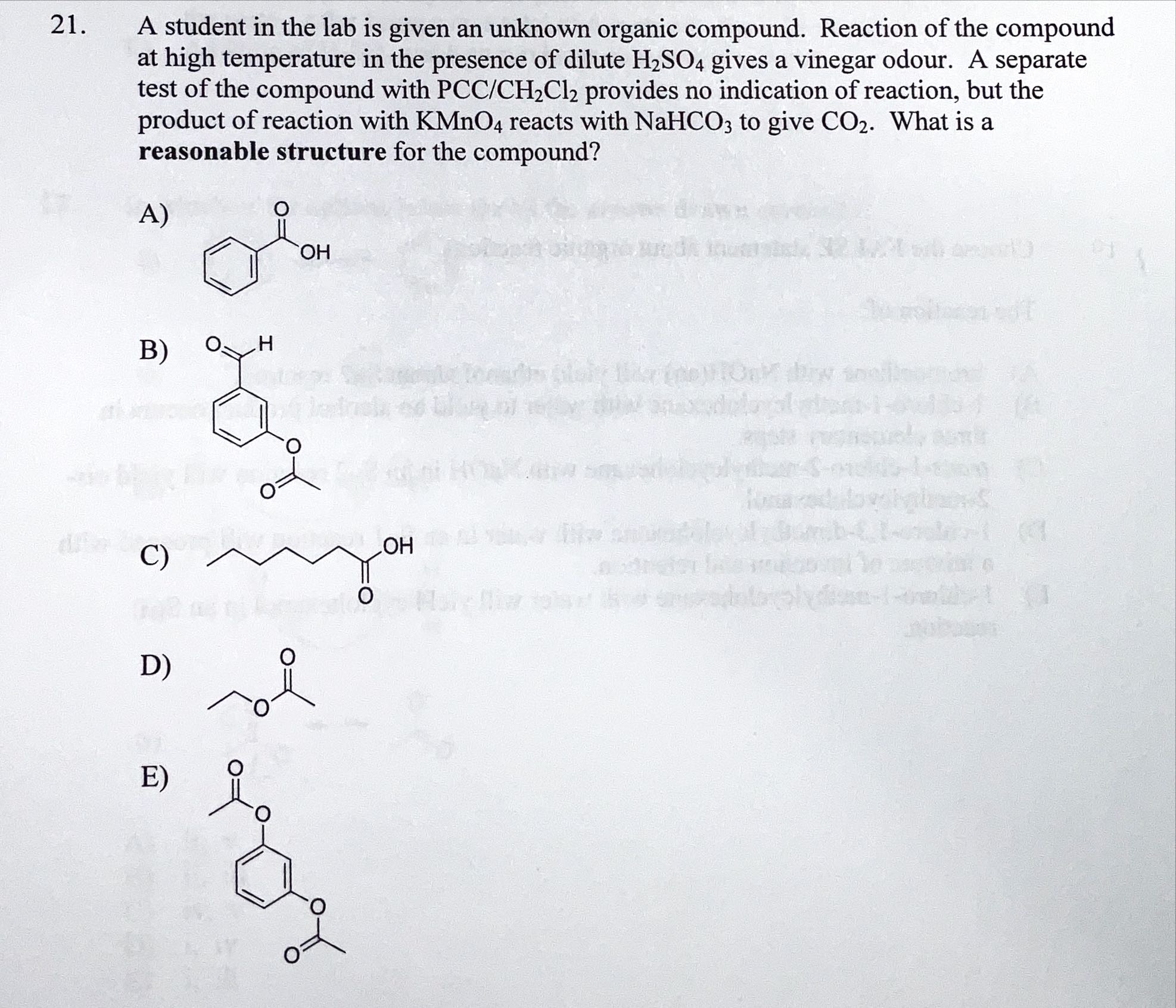 Solved A student in the lab is given an unknown organic | Chegg.com