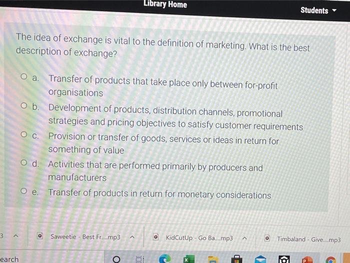 Solved Library Home Students The idea of exchange is vital | Chegg.com
