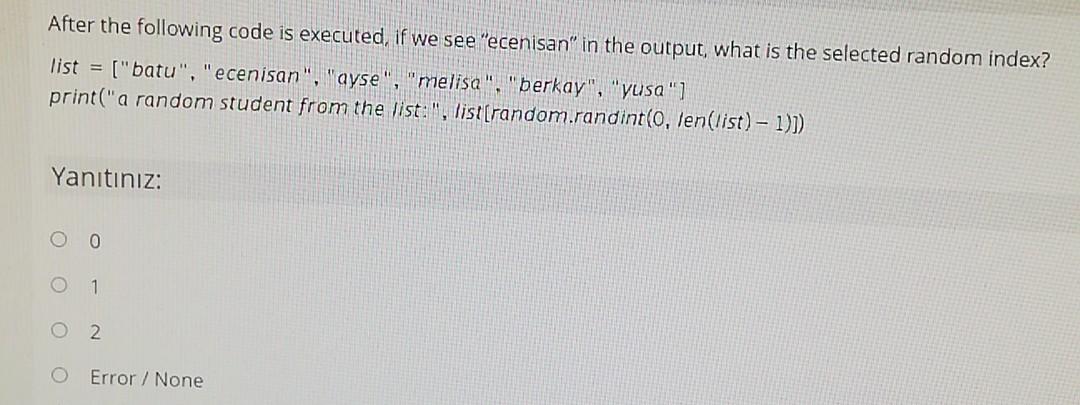 Solved After the following code is executed, if we see | Chegg.com
