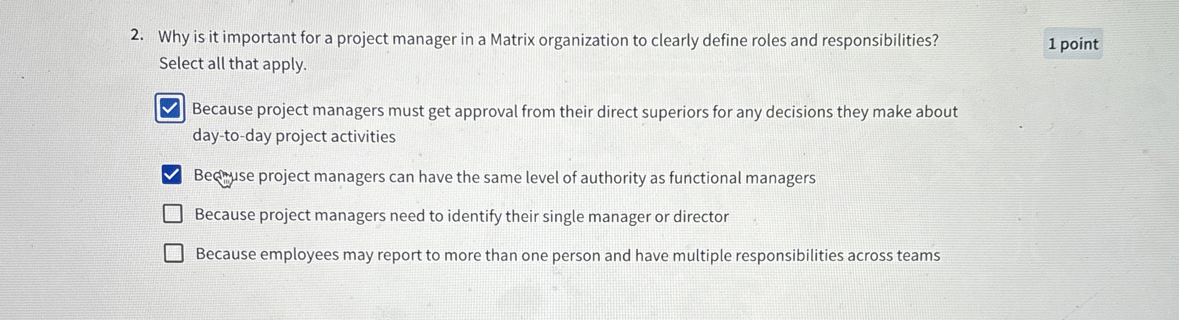 Solved Why is it important for a project manager in a Matrix | Chegg.com