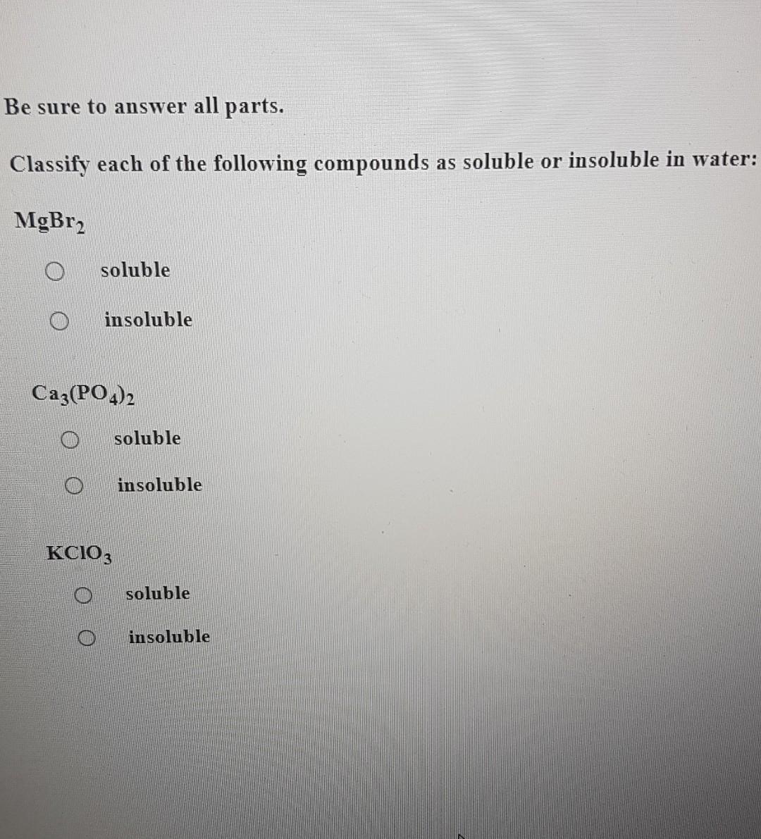 Solved Be sure to answer all parts. Classify each of the | Chegg.com