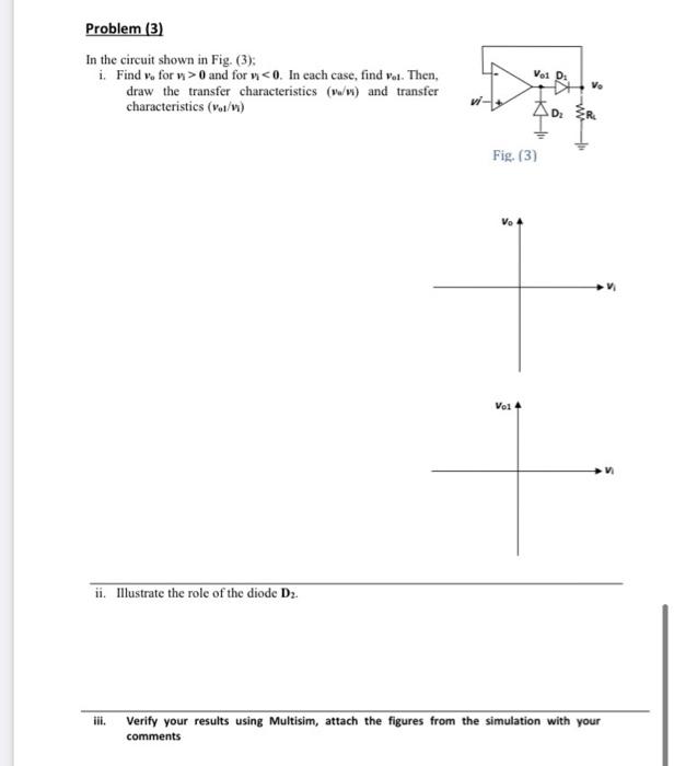 Solved Problem (3) In The Circuit Shown In Fig. (3); I. Find | Chegg.com