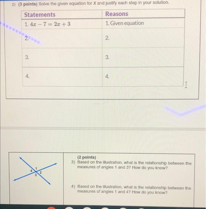 Solved 2) (3 points) Solve the given equation for X and | Chegg.com