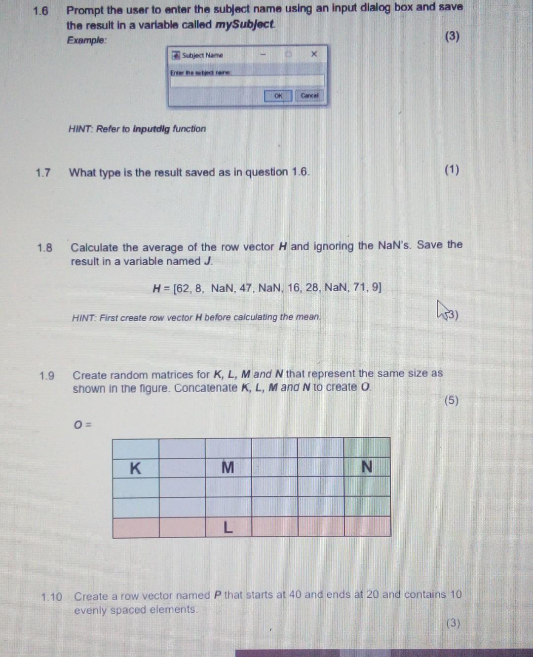 Solved 11 Create the following matrices and save them in | Chegg.com