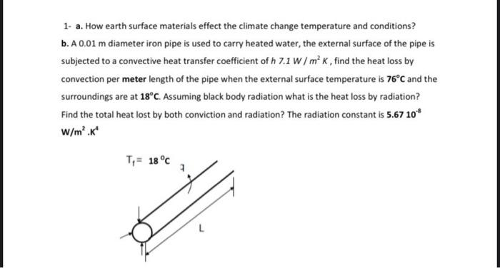 Solved 1. a. How earth surface materials effect the climate | Chegg.com