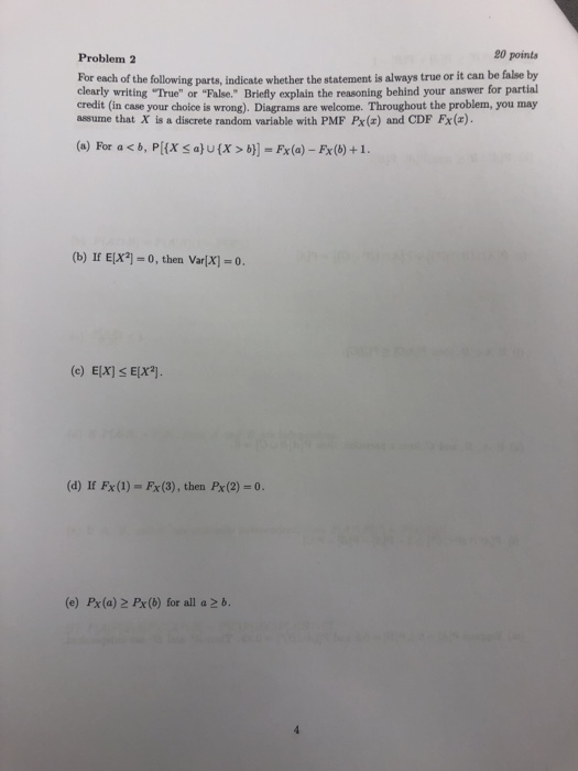 Solved Problem 2 20 points For each of the following parts, | Chegg.com