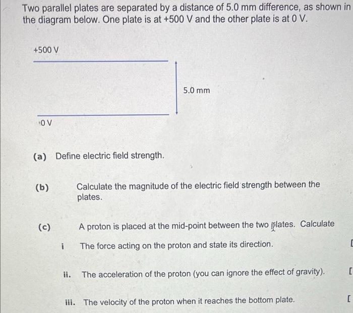 Solved Two parallel plates are separated by a distance of | Chegg.com