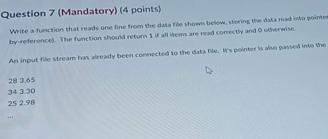 Solved Question 7 (Mandatory) (4 points) Write a function | Chegg.com