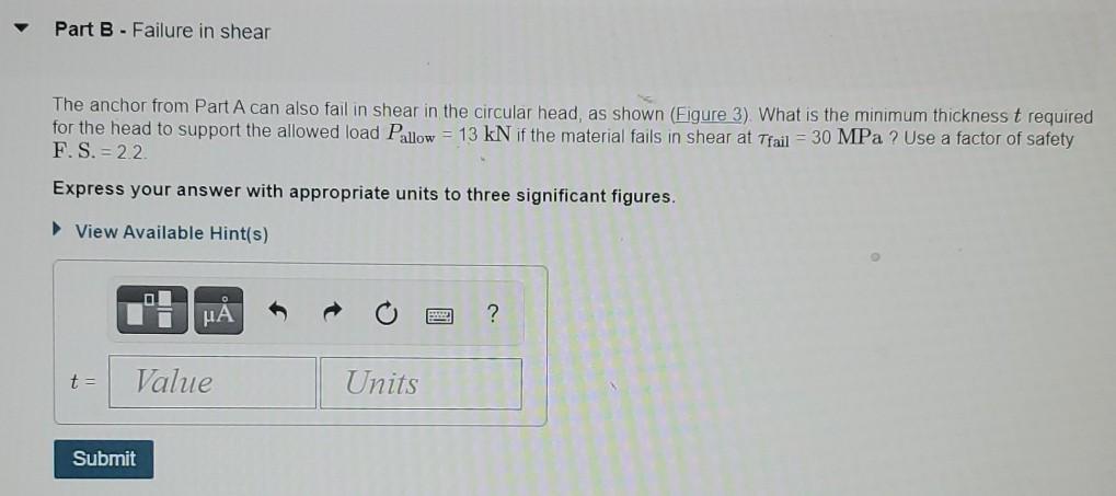 Solved Learning Goal: To use Allowable Stress Design to | Chegg.com
