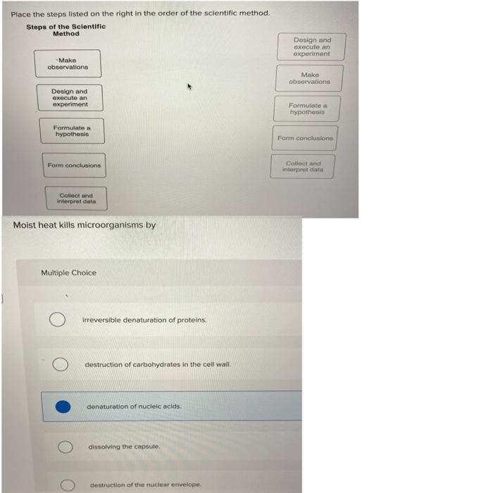 Solved Place the steps listed on the right in the order of | Chegg.com