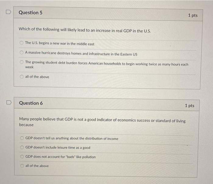 Solved D Question 5 1 pts Which of the following will likely | Chegg.com