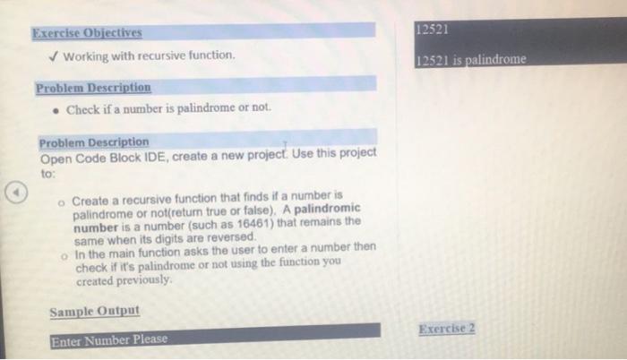 Solved 12521 Exercise Objectives Working with recursive | Chegg.com