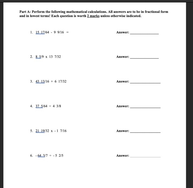 Solved Part A: Perform the following mathematical | Chegg.com