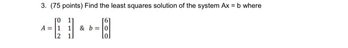 Solved Find the least squares solution of the system Ax = b | Chegg.com