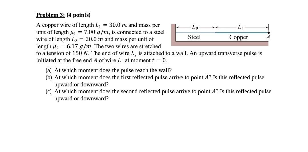 Solved Problem 3 (4 points) A copper wire of length L1=30.0
