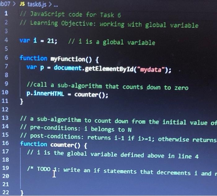 Solved Task 6. Modify task6.js (you do not need to edit the | Chegg.com