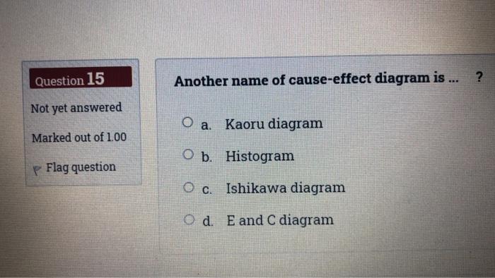 Solved Question 15 Another Name Of Cause effect Diagram Is Chegg