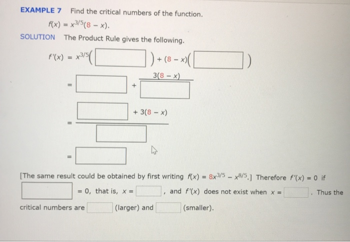 Solved EXAMPLE 7 Find the critical numbers of the function. | Chegg.com