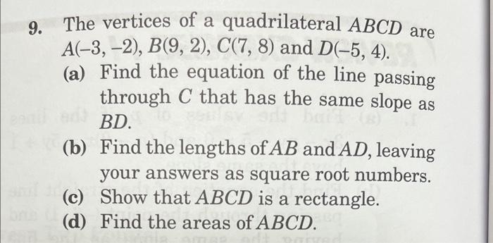 Solved The Vertices Of A Quadrilateral ABCD Are | Chegg.com