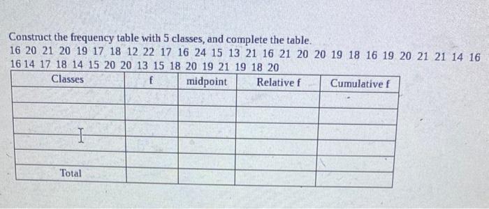 FREQUENCY TABLE GENERATOR WITH CLASSES visual data 5