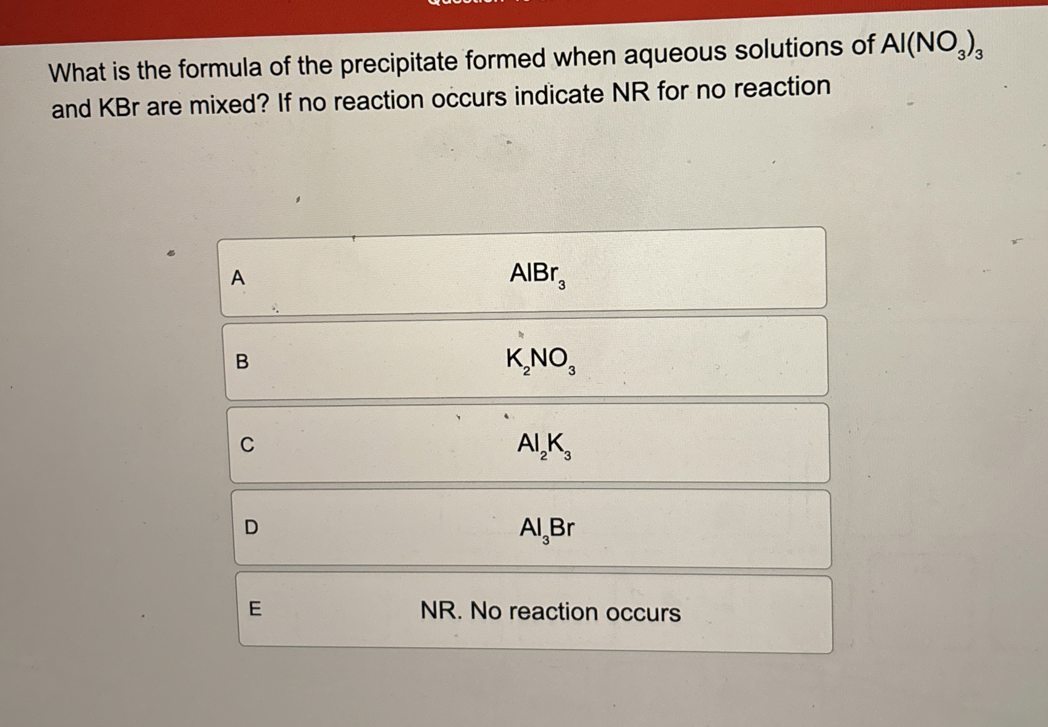 Solved What is the formula of the precipitate formed when