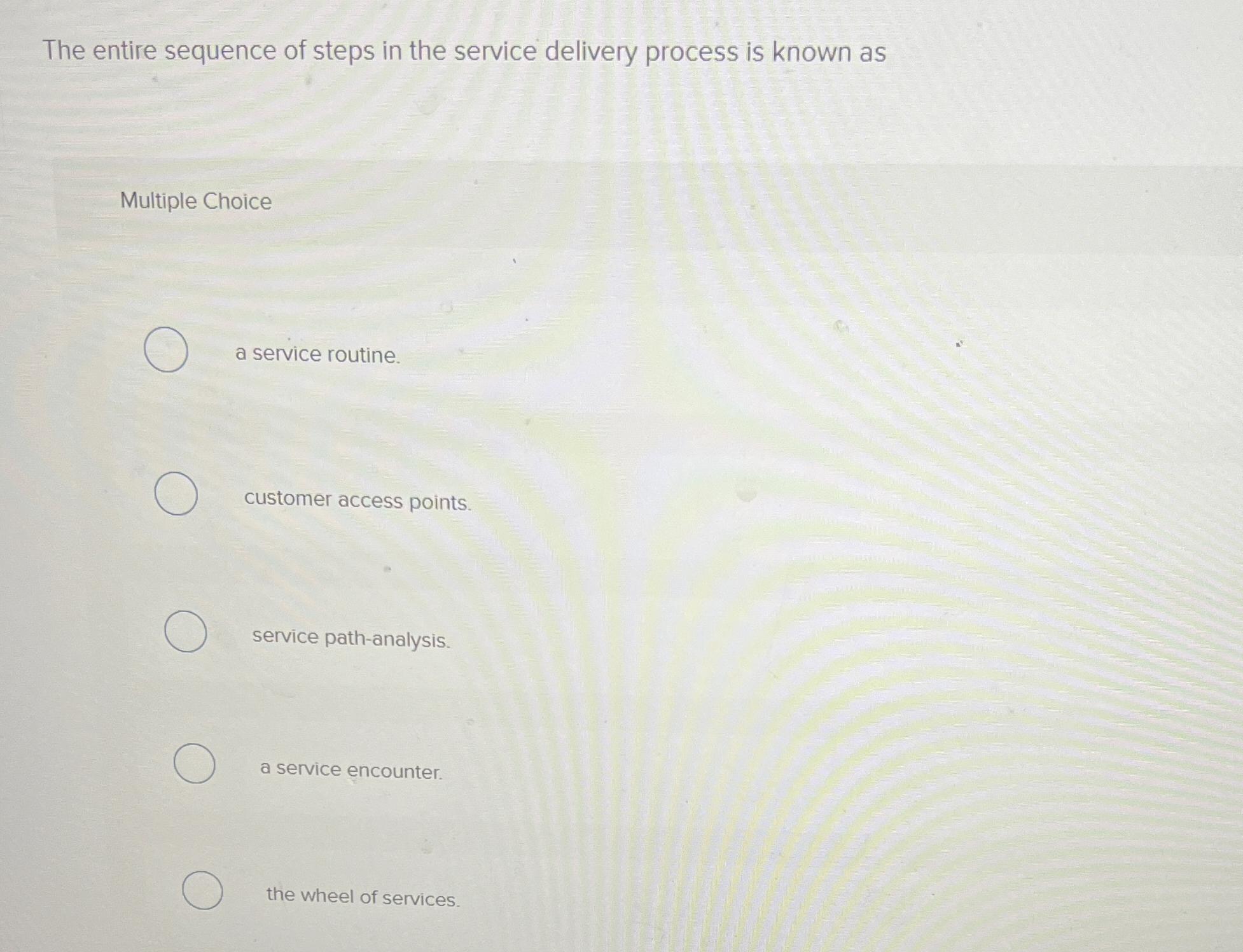 Solved The entire sequence of steps in the service delivery | Chegg.com