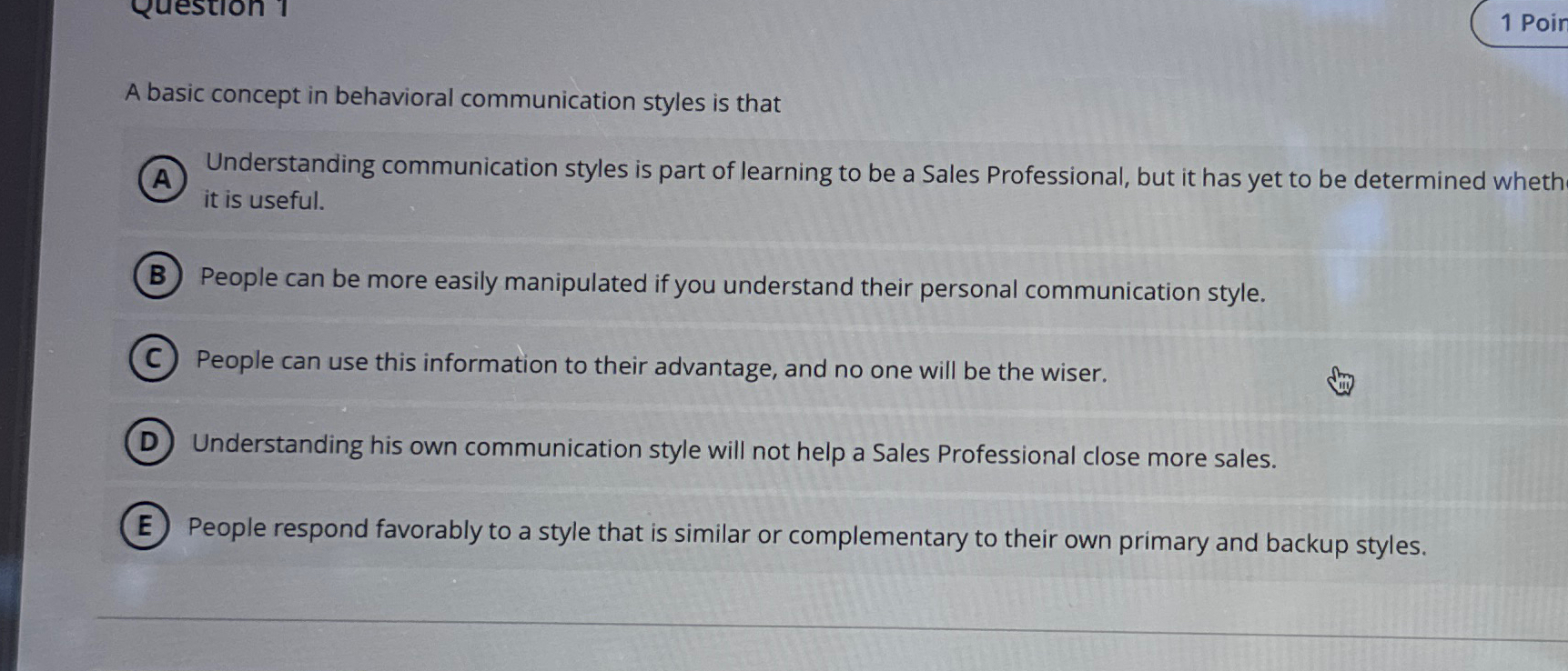 Solved A basic concept in behavioral communication styles is