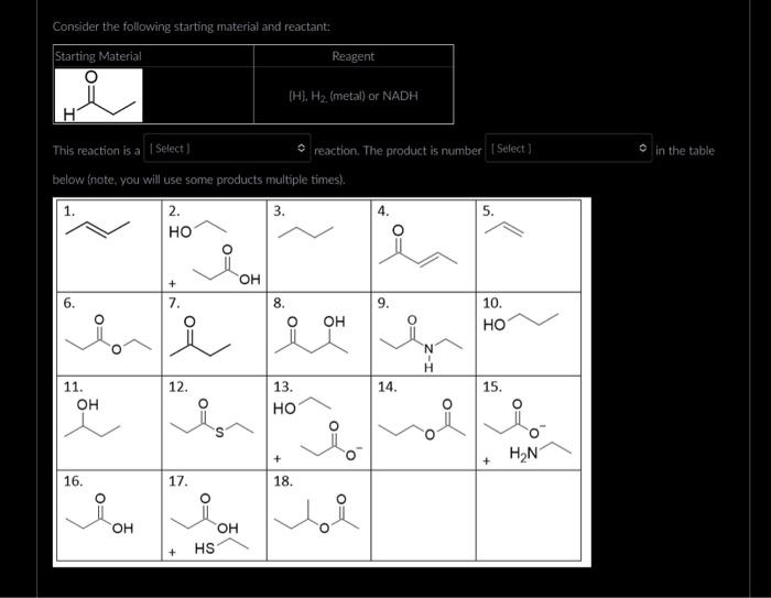Solved Consider the following starting material and | Chegg.com