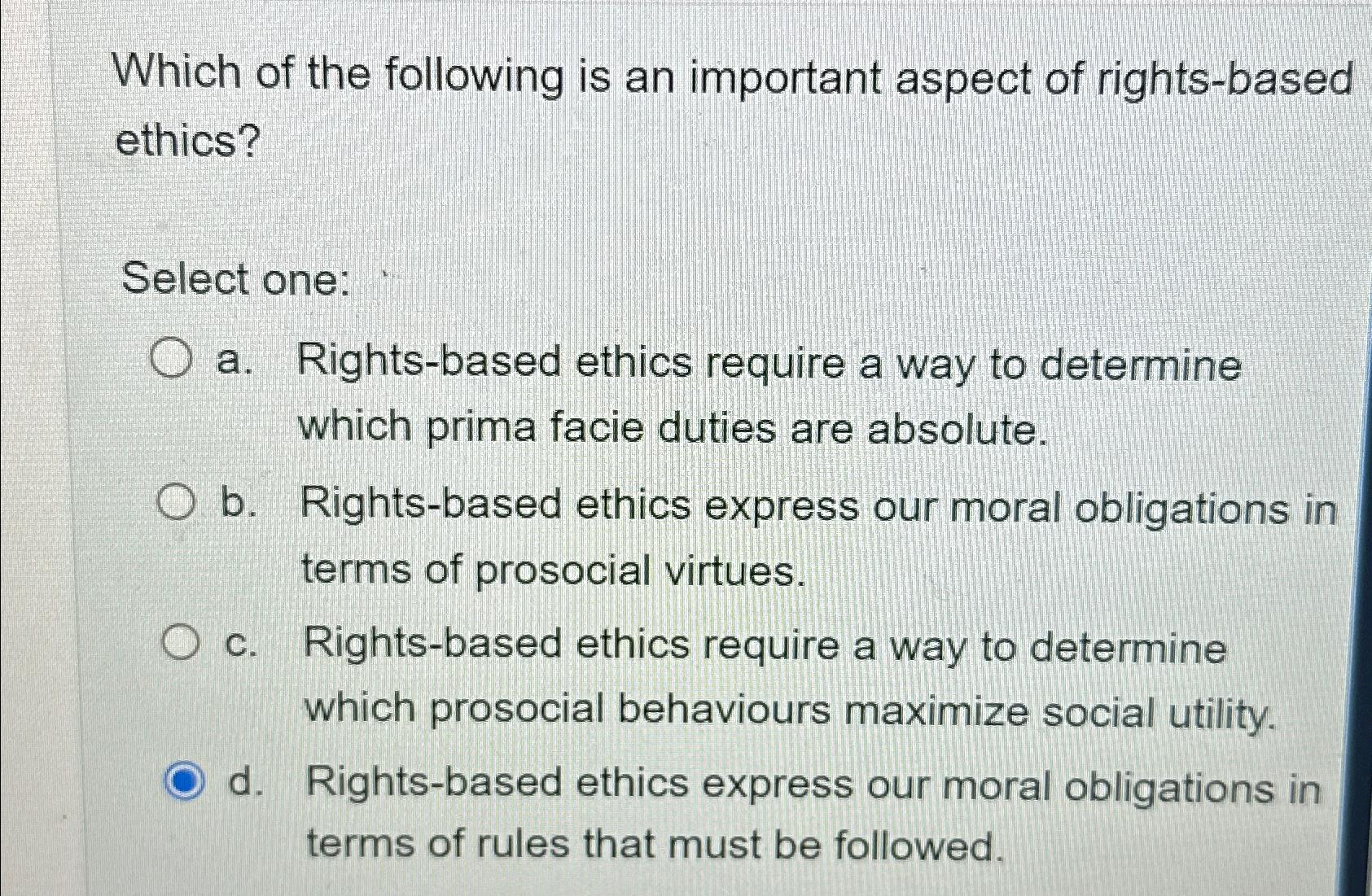 Solved Which of the following is an important aspect of | Chegg.com