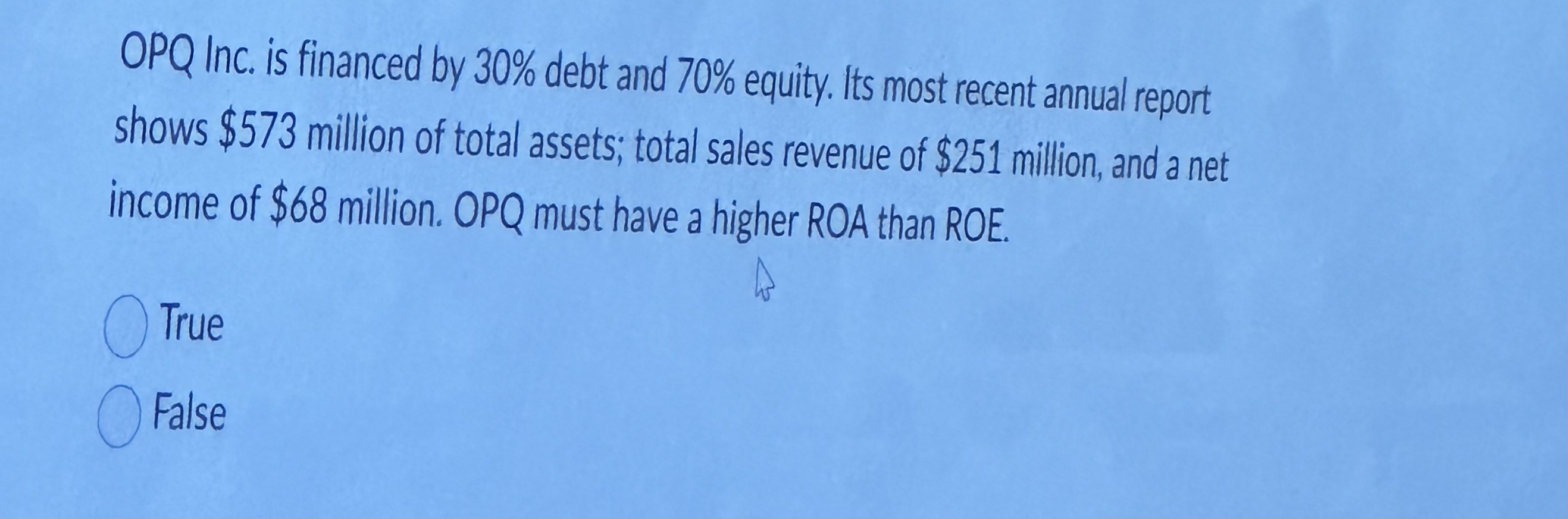 Solved OPQ Inc. is financed by 30% ﻿debt and 70% ﻿equity. | Chegg.com