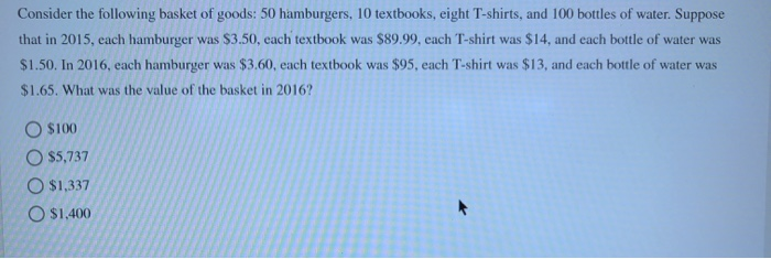 Solved Consider the following basket of goods: 50 | Chegg.com