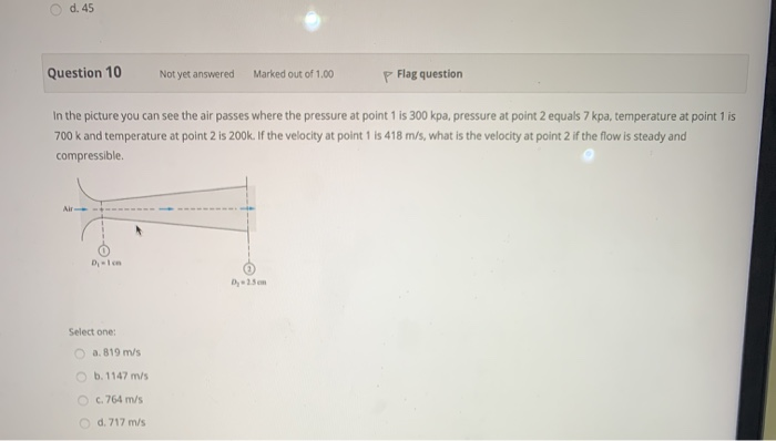 Solved O d. 45 Question 10 Not yet answered Marked out of | Chegg.com