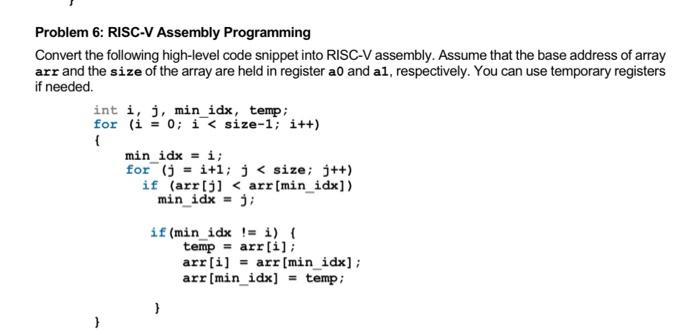 Solved Problem 6: RISC-V Assembly Programming Convert The | Chegg.com