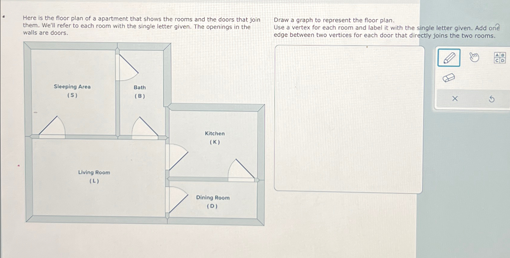 Solved Here is the floor plan of a apartment that shows the | Chegg.com