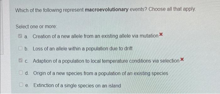 Solved Which Of The Following Represent Macroevolutionary | Chegg.com