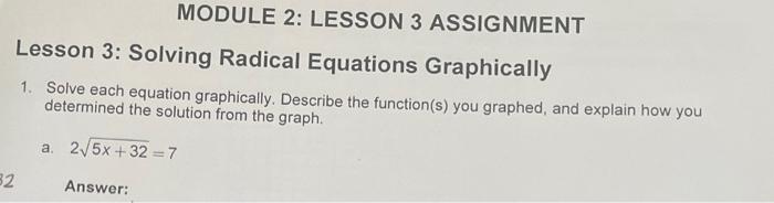 Solved MODULE 2: LESSON 3 ASSIGNMENT Lesson 3: Solving | Chegg.com