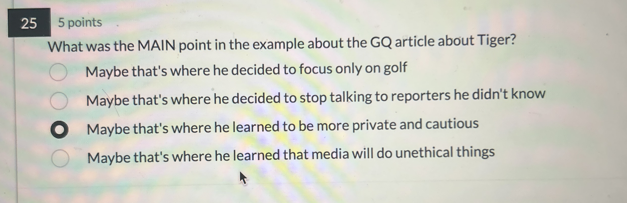 Solved What was the MAIN point in the example about the GQ | Chegg.com