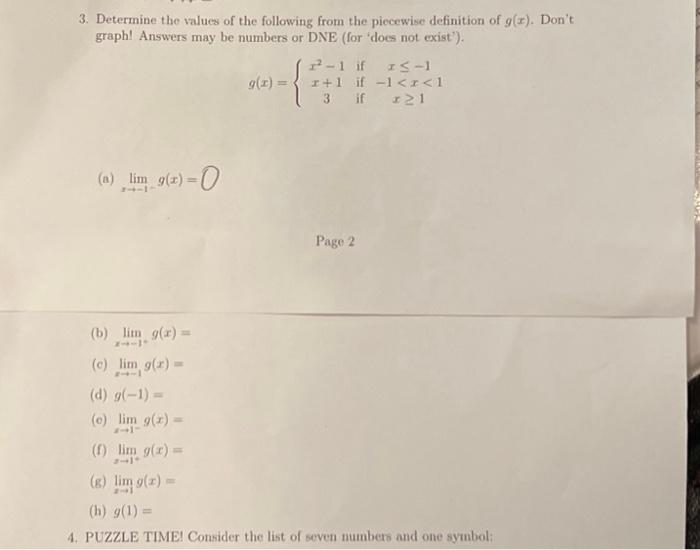 Solved 3. Determine the values of the following from the | Chegg.com