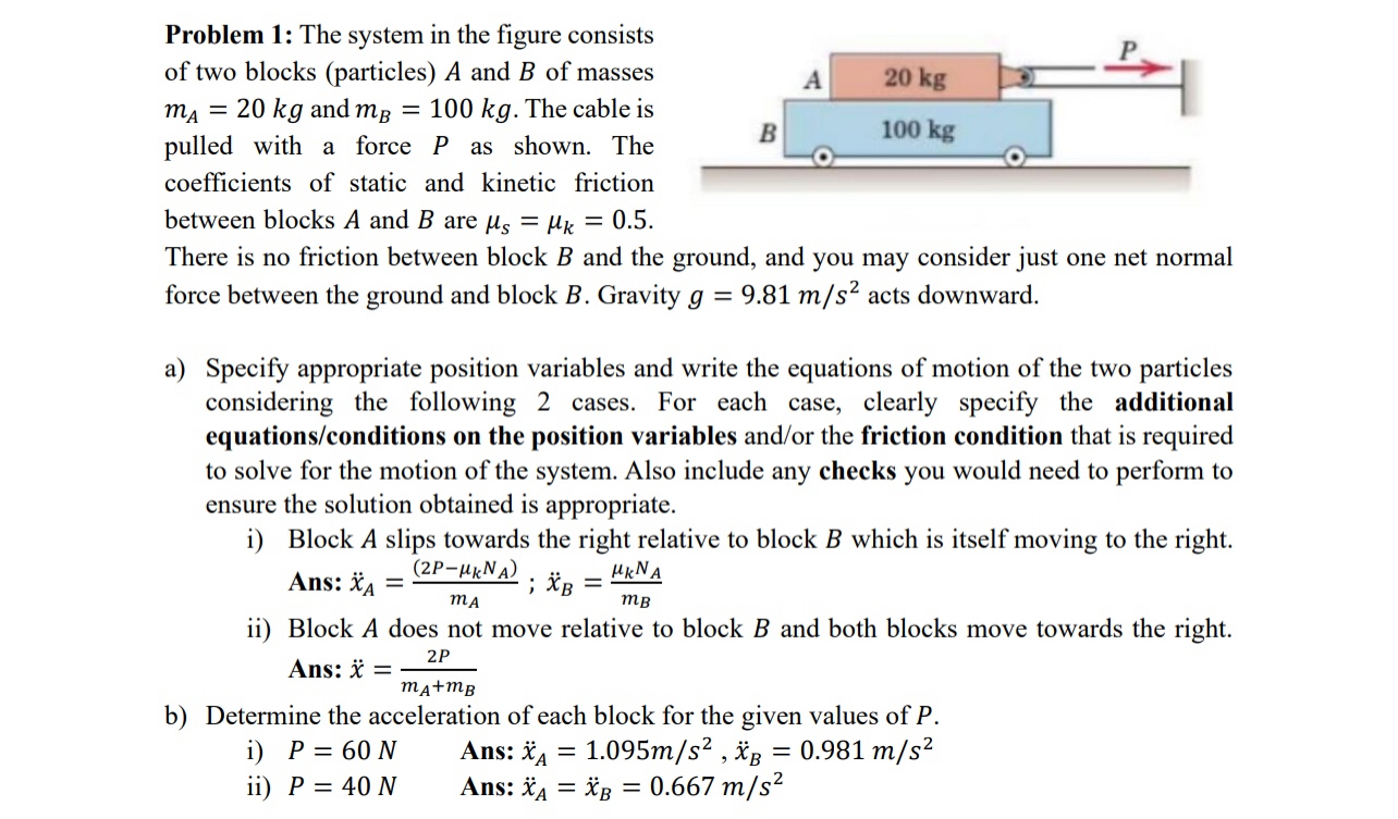 Solved Problem 1: The system in the figure consistsof two | Chegg.com