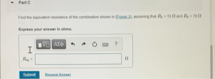 Find the equivalent resistance of the combination shown in (Egure 3), assuming that \( R_{9}=16 \mathrm{f} \) and \( R_{4}+10