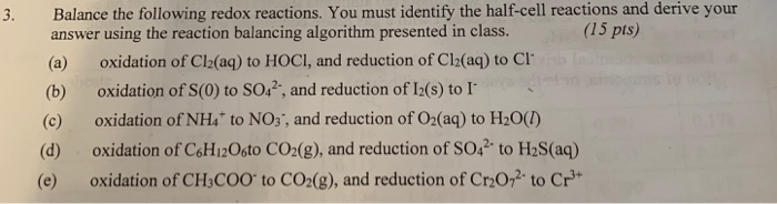 Solved Balance the following redox reactions. You must | Chegg.com