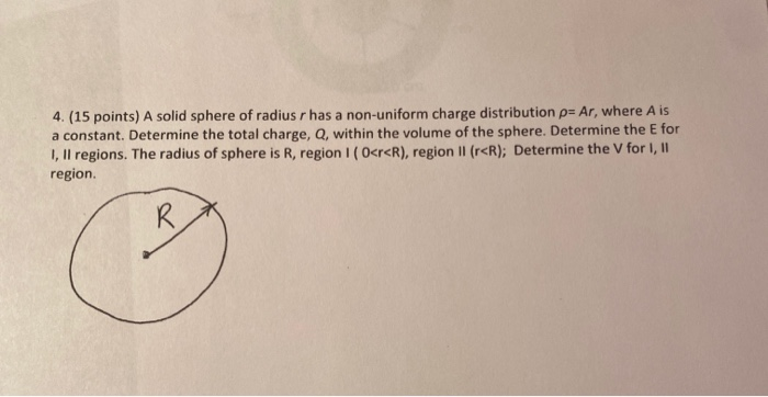 Solved 4. (15 points) A solid sphere of radius r has a | Chegg.com