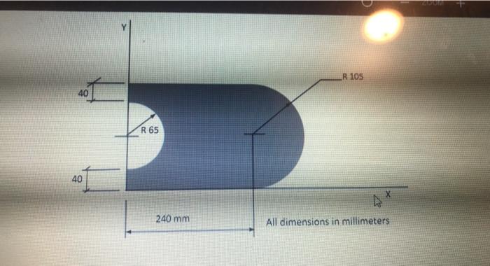 Solved R 105 40 R 65 40 Х 240 mm All dimensions in | Chegg.com