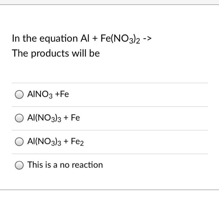 Phản ứng giữa Nhôm (Al) và Sắt Nitrat (Fe(NO<sub onerror=