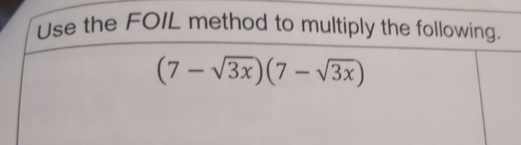 Solved Use the FOIL method to multiply the | Chegg.com