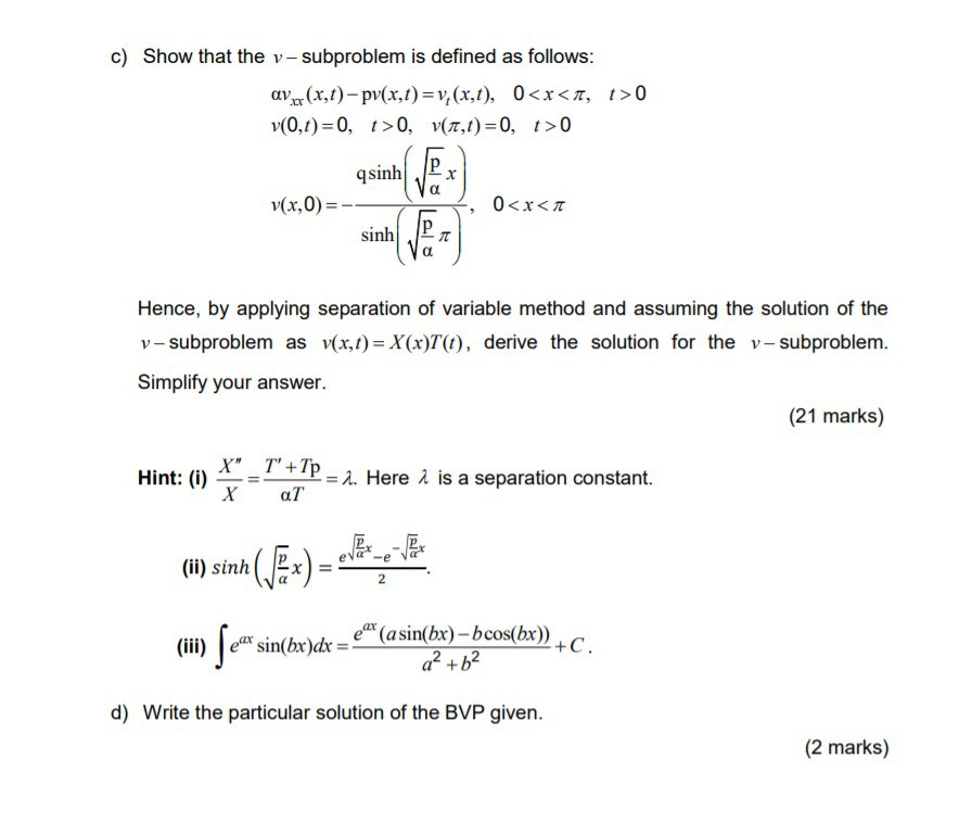 Solved Question 4 Consider The Bvp For Heat Transfer In A Chegg Com