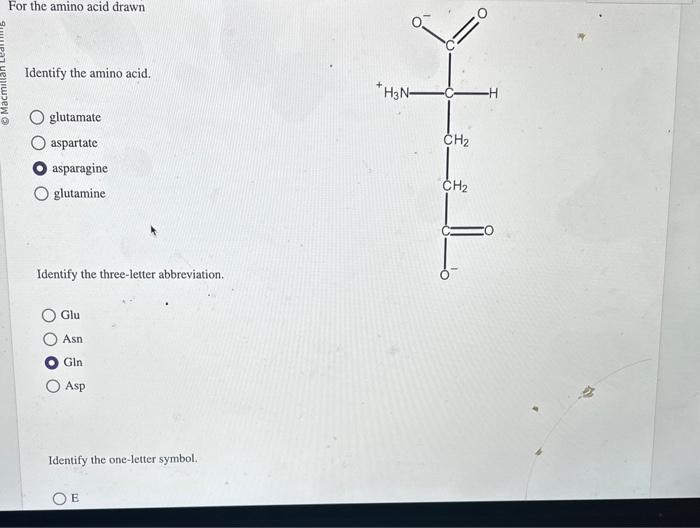 Solved For the amino acid drawn Identify the amino acid. | Chegg.com